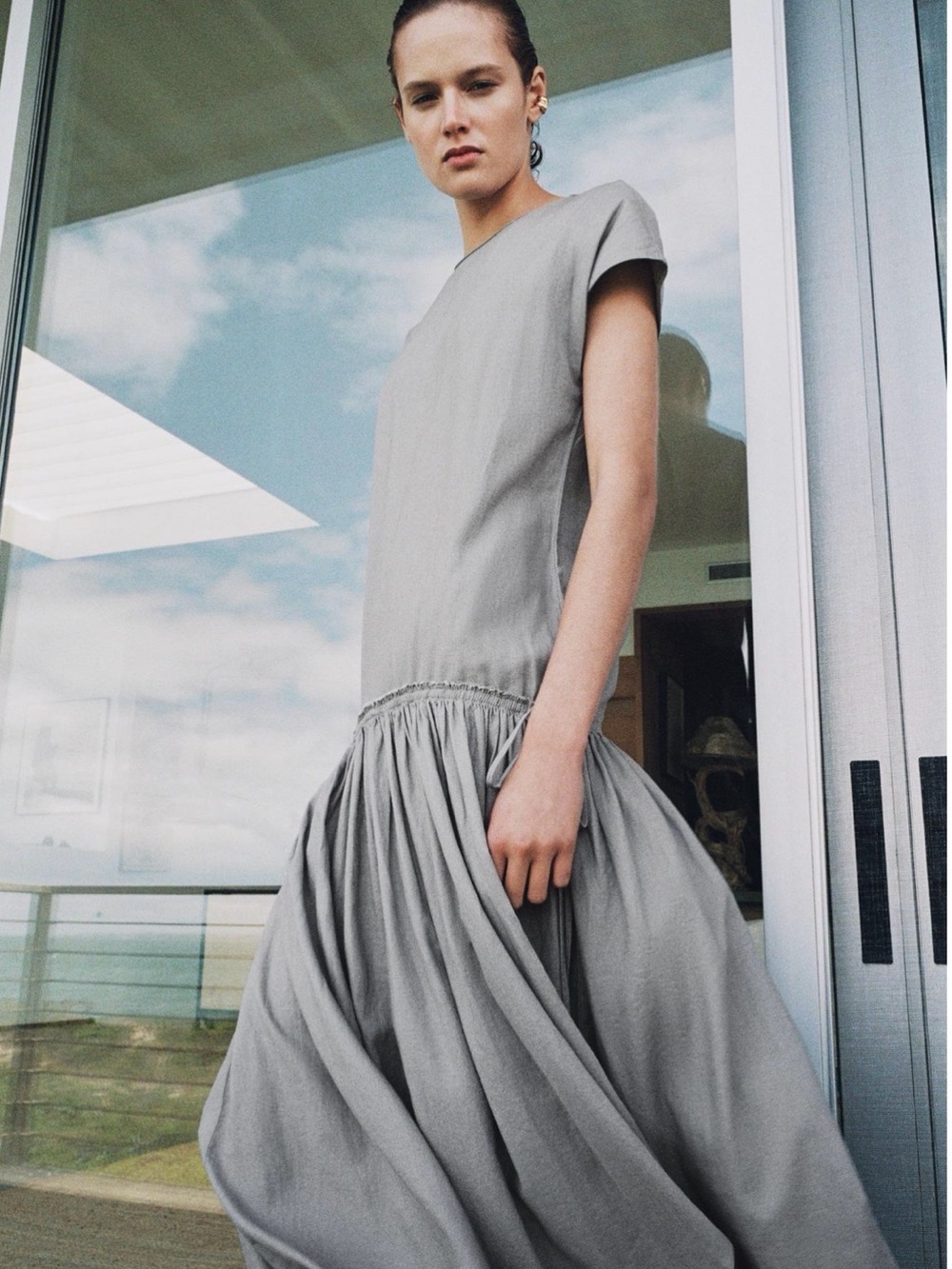 BNWOT Zara Woman Collection Linen Blend Midi XS Dress